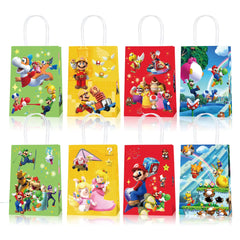16PCS Party Gift Bags for Super Bros Birthday Party Supplies Party Favor Bags for Bro Cartoon Birthday Party Supplies Goody Candy Treat Bags for Super Bros Party Favors Decor Super Bros Themed
