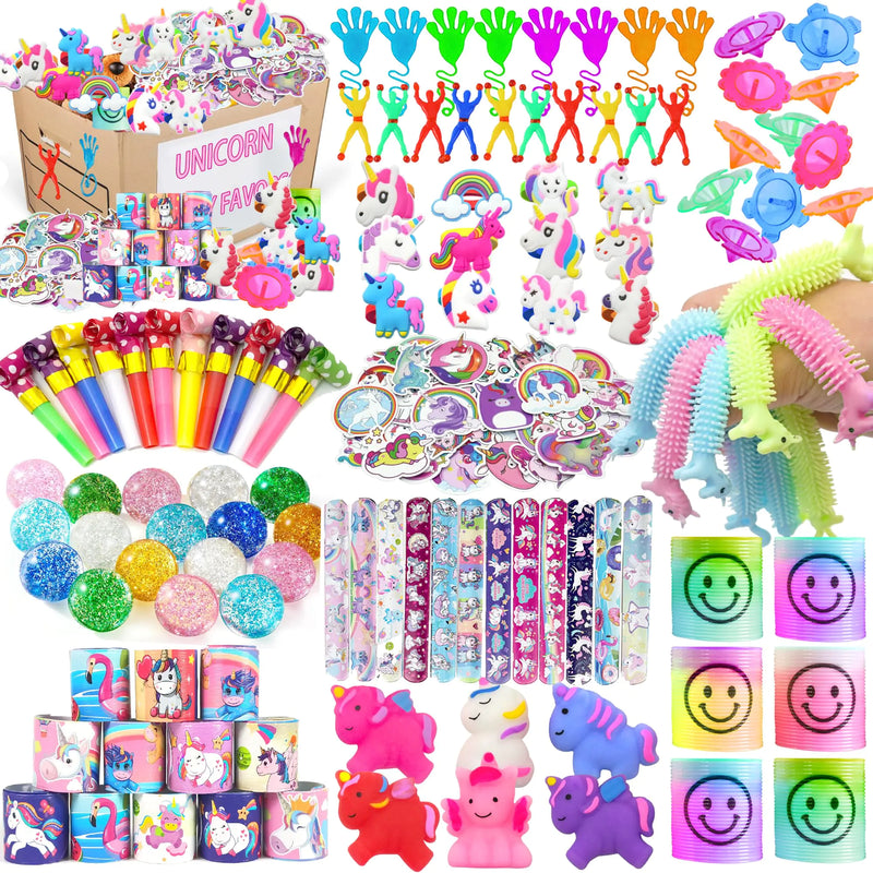 BANBALLON Unicorn Party Favors Unicorn Figures Goodie Rainbow Elastic Ball Bracelets Stickers Gifts Pinata Filler Bulk Toys for Unicorn Party Girl Kid Birthday Party Stuffers Supplies (Style 01)