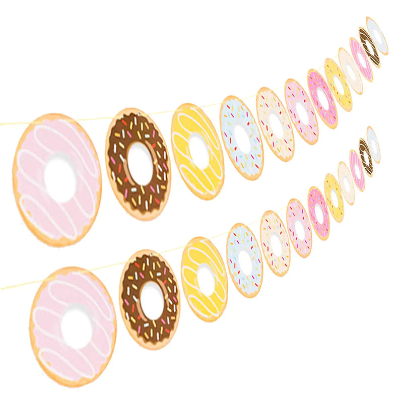 2PCS Donut Party Supplies Party Banners - Donut Food Theme Party/Tea Party Decorations - Doughnut Baby Shower/Birthday Party Garland Wall Decorations Photo Props