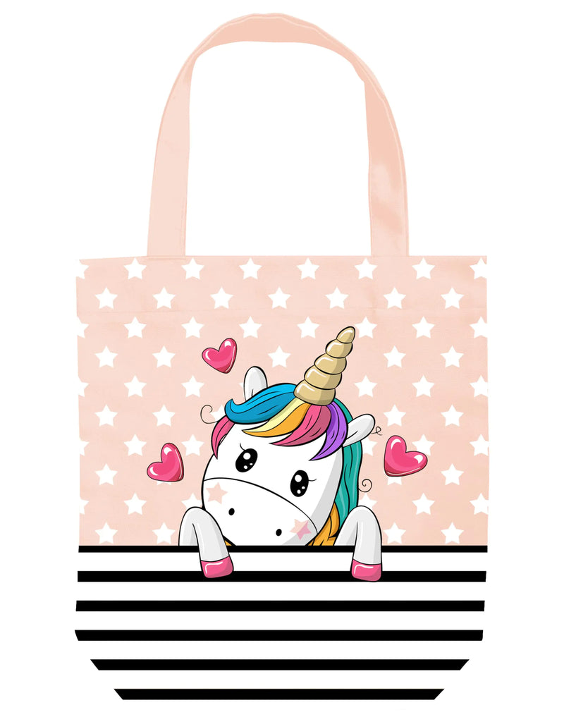 Unicorn Tote Bag - Pink Unicorn Gifts as Unicorn Party Favors - Unicorn Decorations - Unicorn Stuff as Unicorn Gift Bags - Kitty Tote Bag - Hello Unicorn Party Decor (Pink Unicorn)
