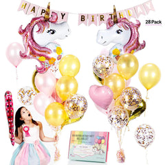 8pcs Unicorn Birthday Party Decor with Balloons & Sticks