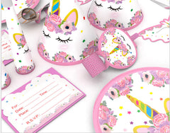 Pink Unicorn Birthday Party Decoration Set (16 Pieces)
